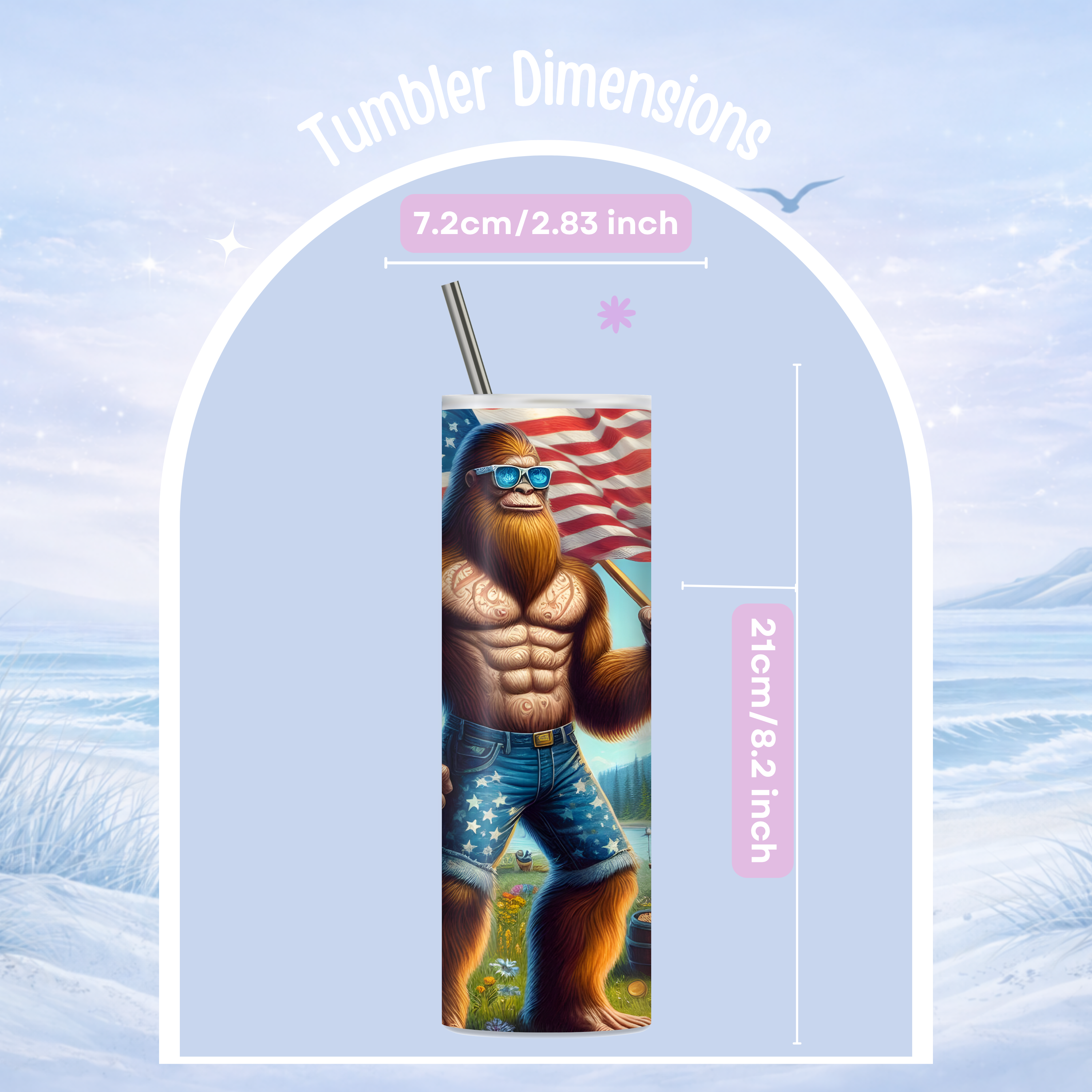 american flag bigfoot drinkware insulated