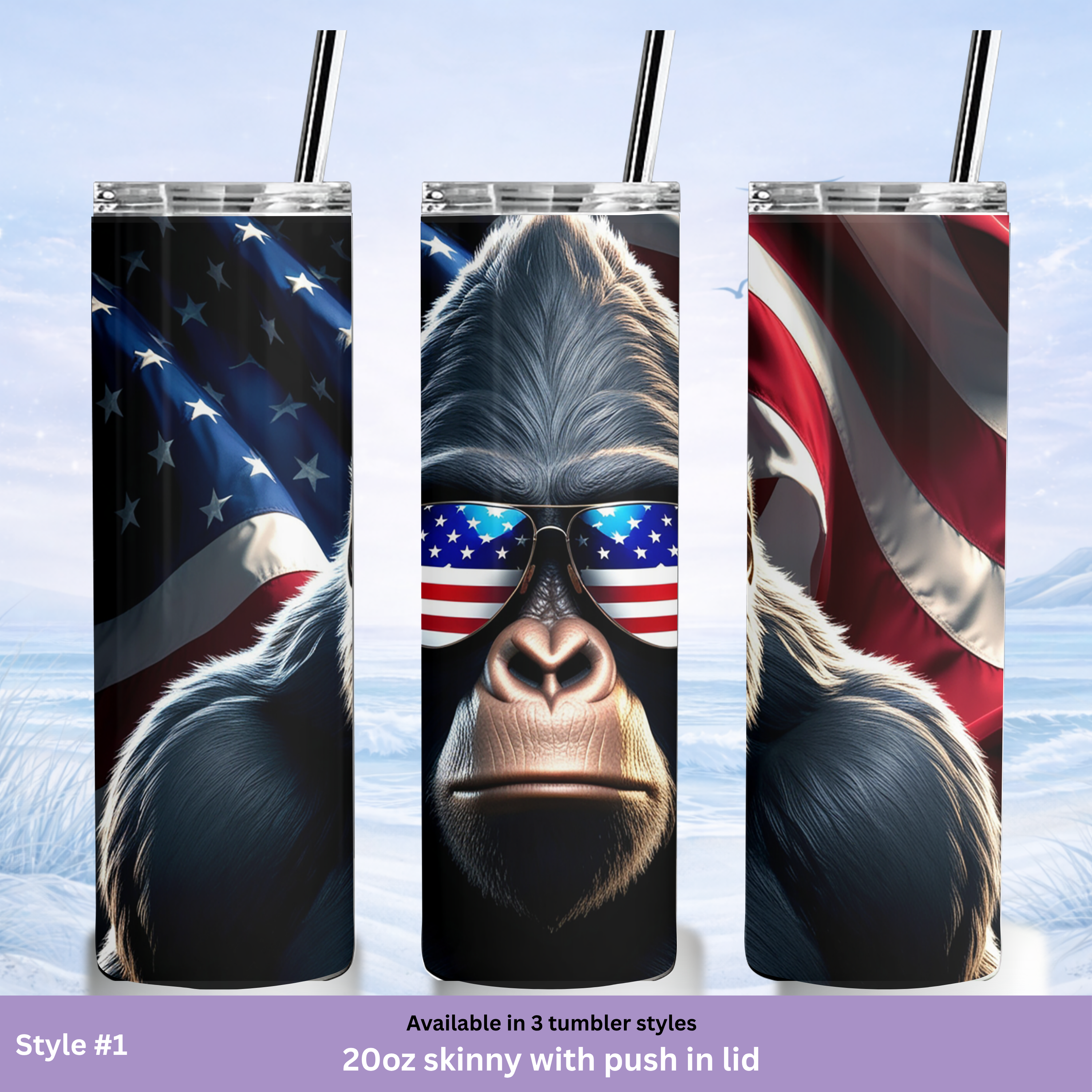 american flag drinkware bigfoot design
