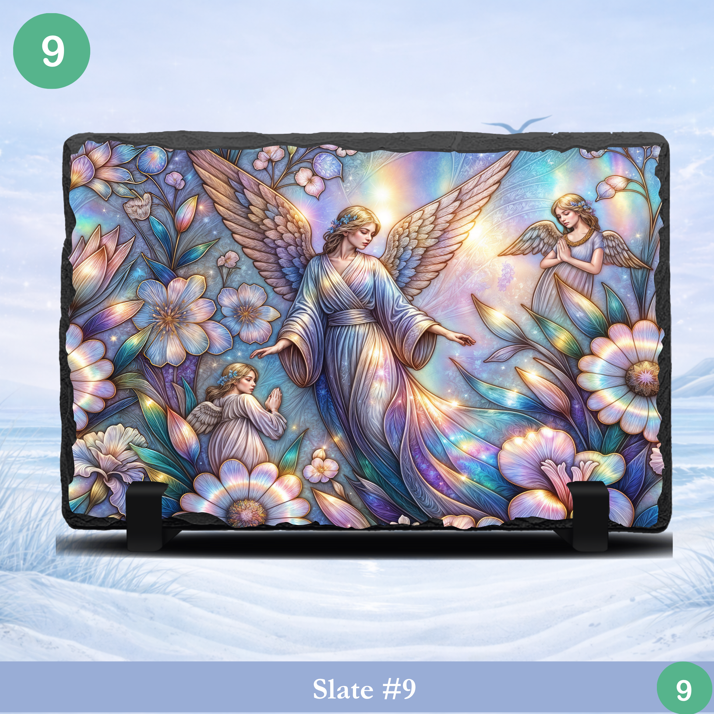 angel floral pastel slate design