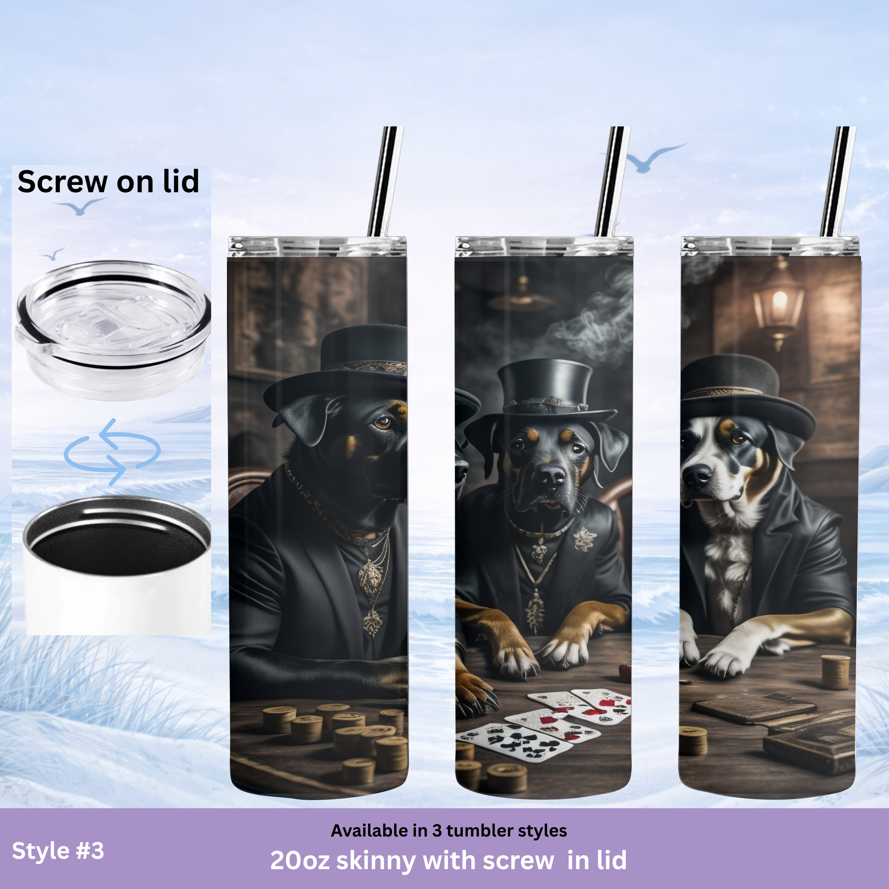 animal poker art tumbler design