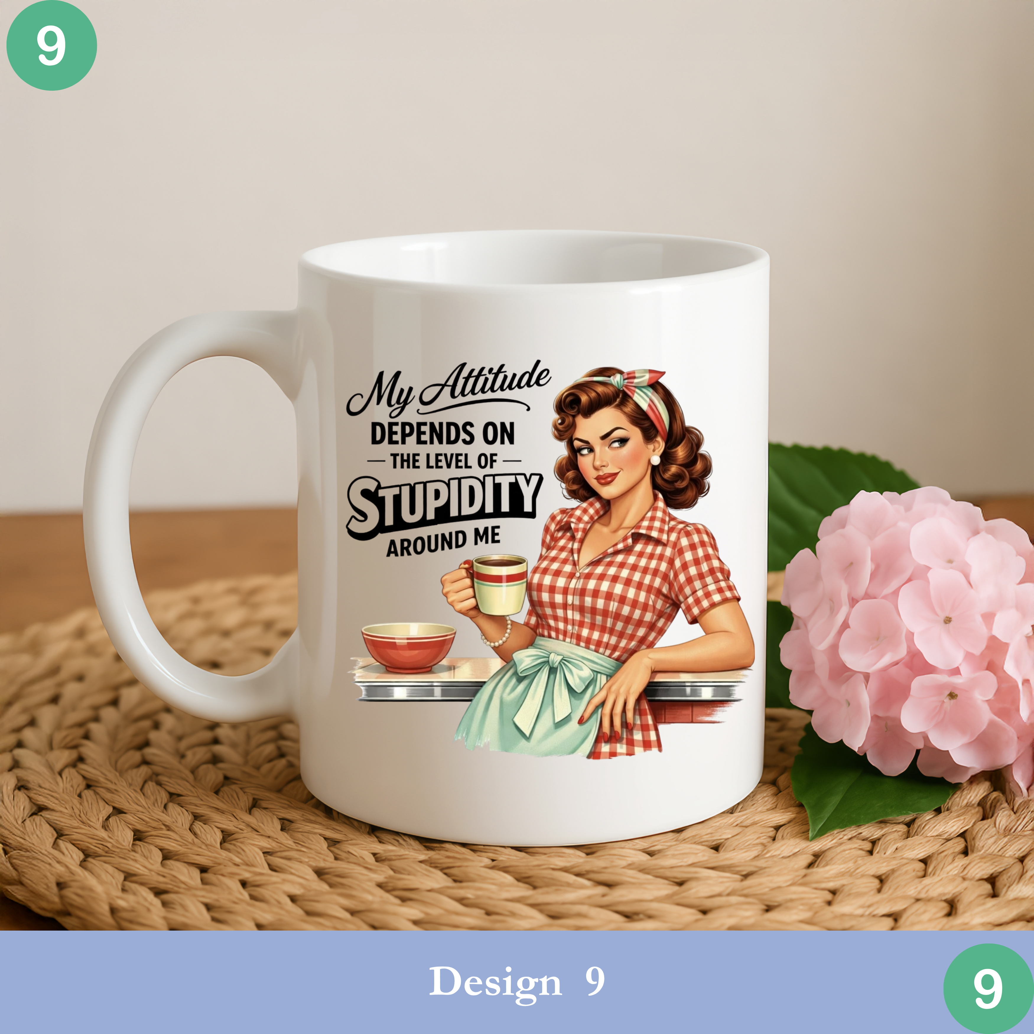 attitude sarcasm retro woman coffee mug
