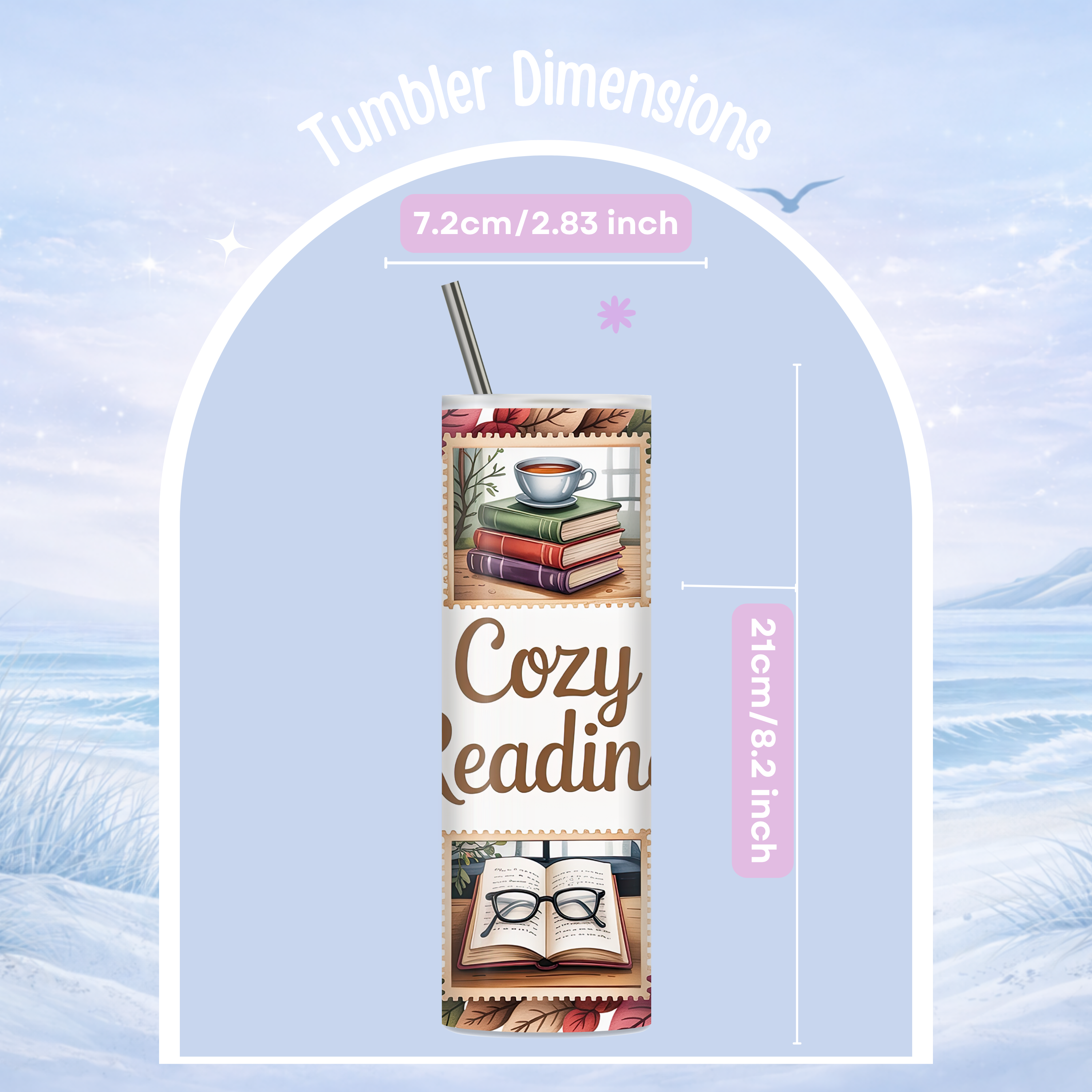 autumn reading tumbler books candle tea aesthetic