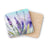 Watercolor lavender sprigs on square coasters with cork backing.
