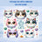 Cartoon cats with large eyes and yarn balls surround text "Life is better with cats".