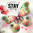 Colorful butterfly with "STAY strong" text and floral elements.