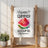 Waffle weave tea towel with a watercolor watermelon slice and "Sweet Summer Blessings" text.