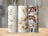 Mr. & Mrs. Est. 2025 wedding photo collage on a white floral tumbler.