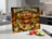Brown Highland cow with whisk, "Baking My Feelings Again" text, kitchen background.