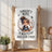 Towel with cartoon woman and text "Tonight's menu is whatever you can find".