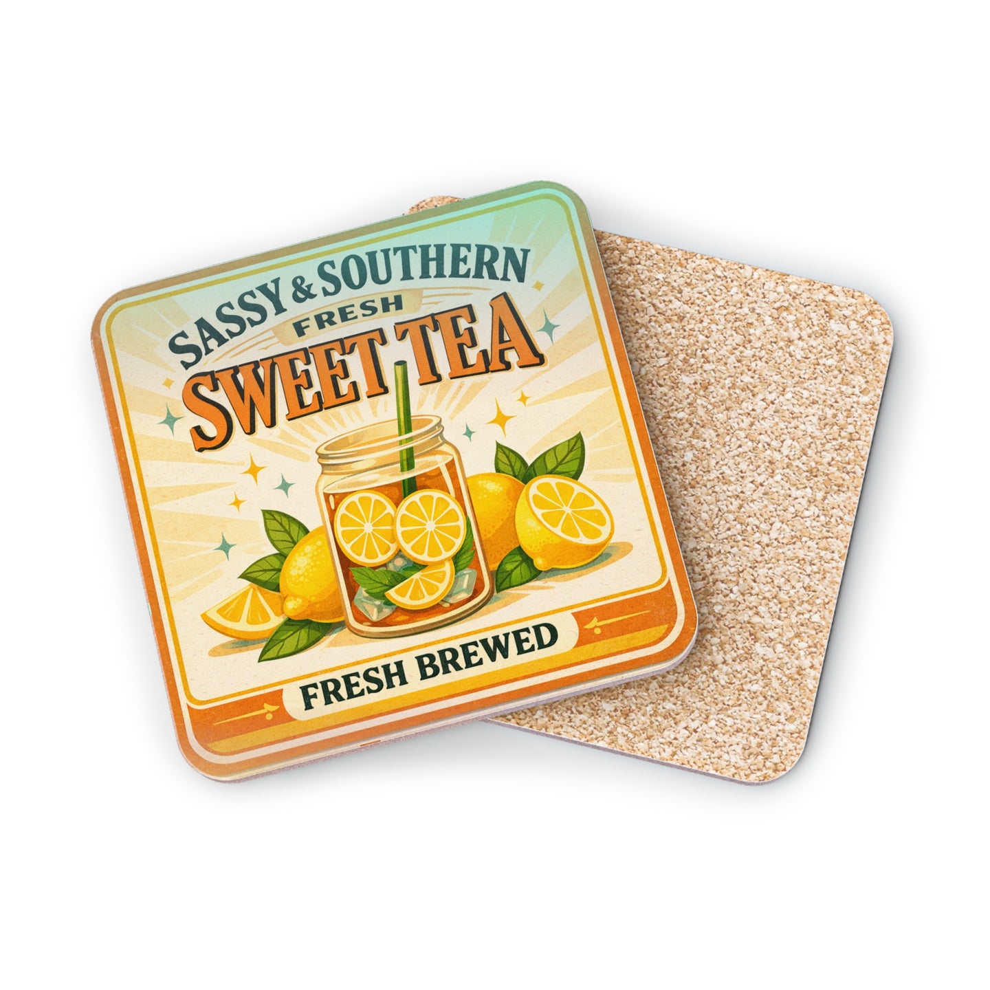 Sassy & Southern Fresh Sweet Tea coaster with lemons and jar.