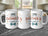 Three white mugs with "Happy Father's Day" and a bowtie design.