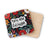 Two floral coasters, one with "You are enough" text on black.