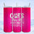 Pink tumbler with "Cats Are My Favorite People" text and cat paw prints.