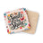 Square coaster with "Smile and Shine" text and floral butterfly design.