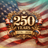 "250 Years 1776-2026" emblem on American flag background.