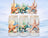 Beach scene with starfish, seashells, and aquatic plants on three glass cups.