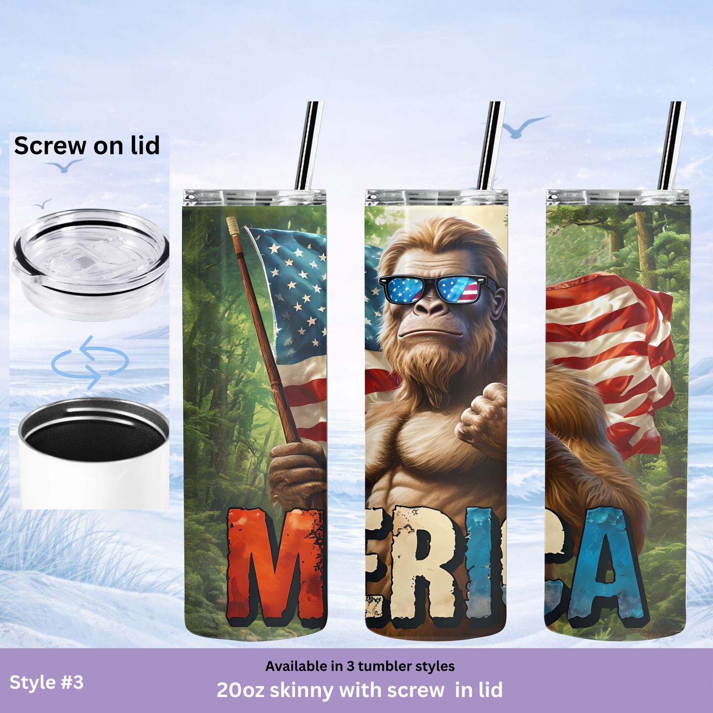 bigfoot novelty tumbler with straw lid