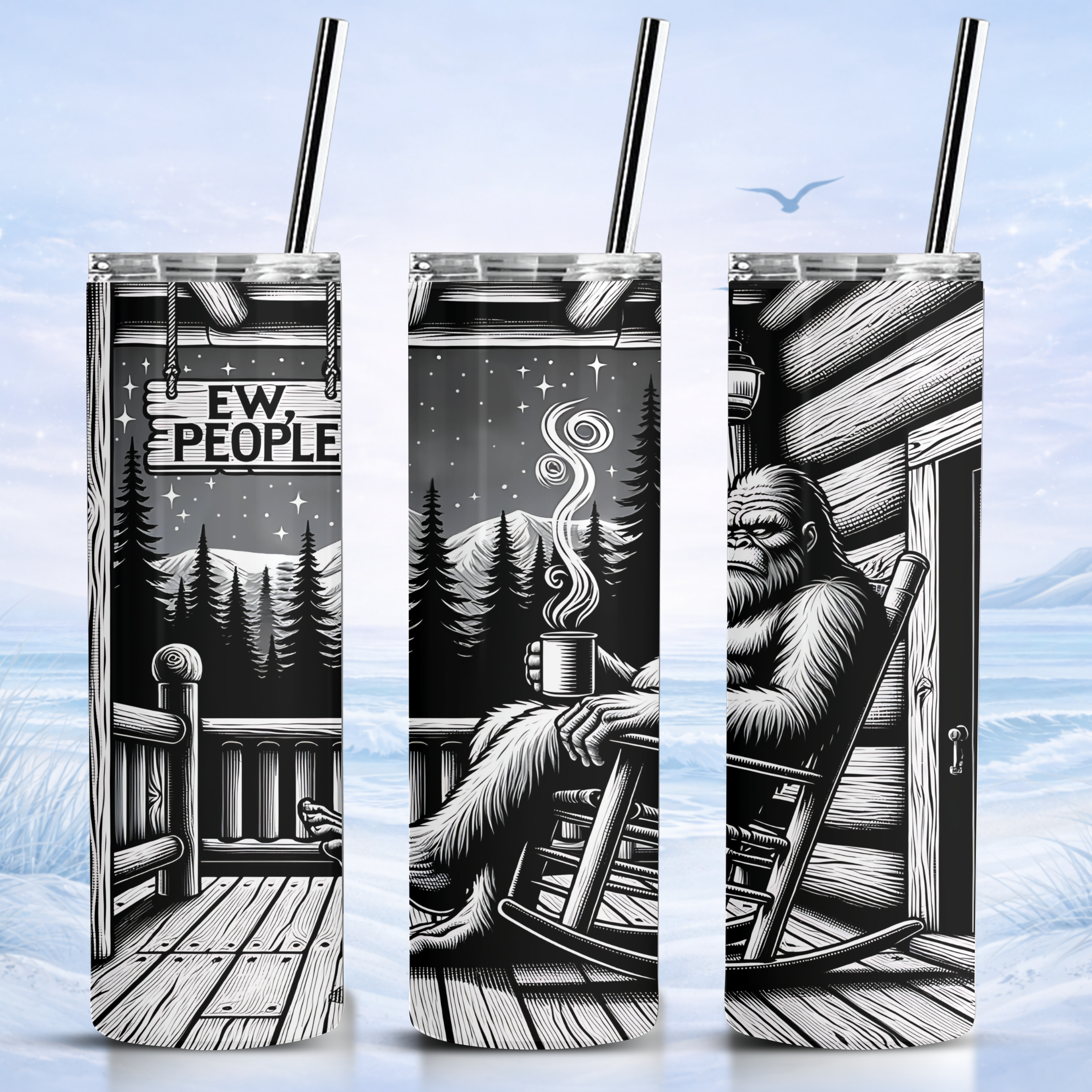 bigfoot tumbler funny ew people design