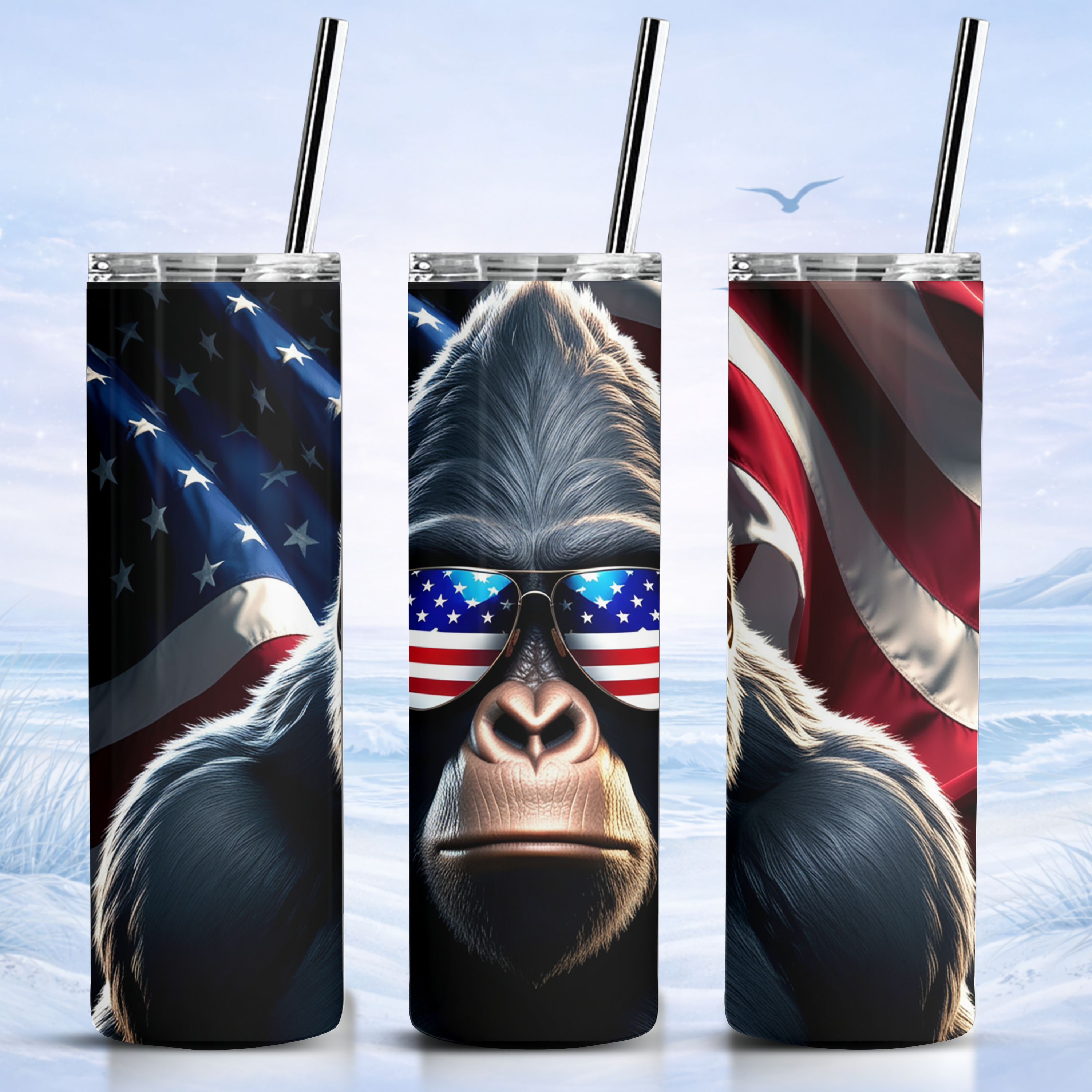 bigfoot tumbler patriotic sunglasses usa flag