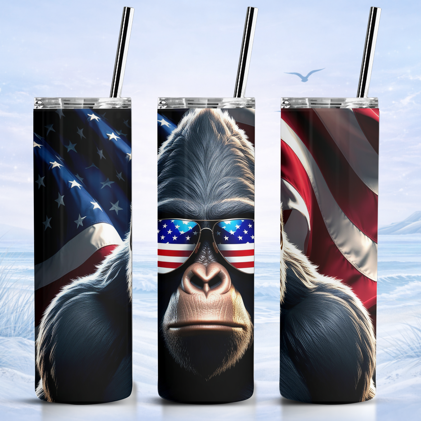 bigfoot tumbler patriotic sunglasses usa flag