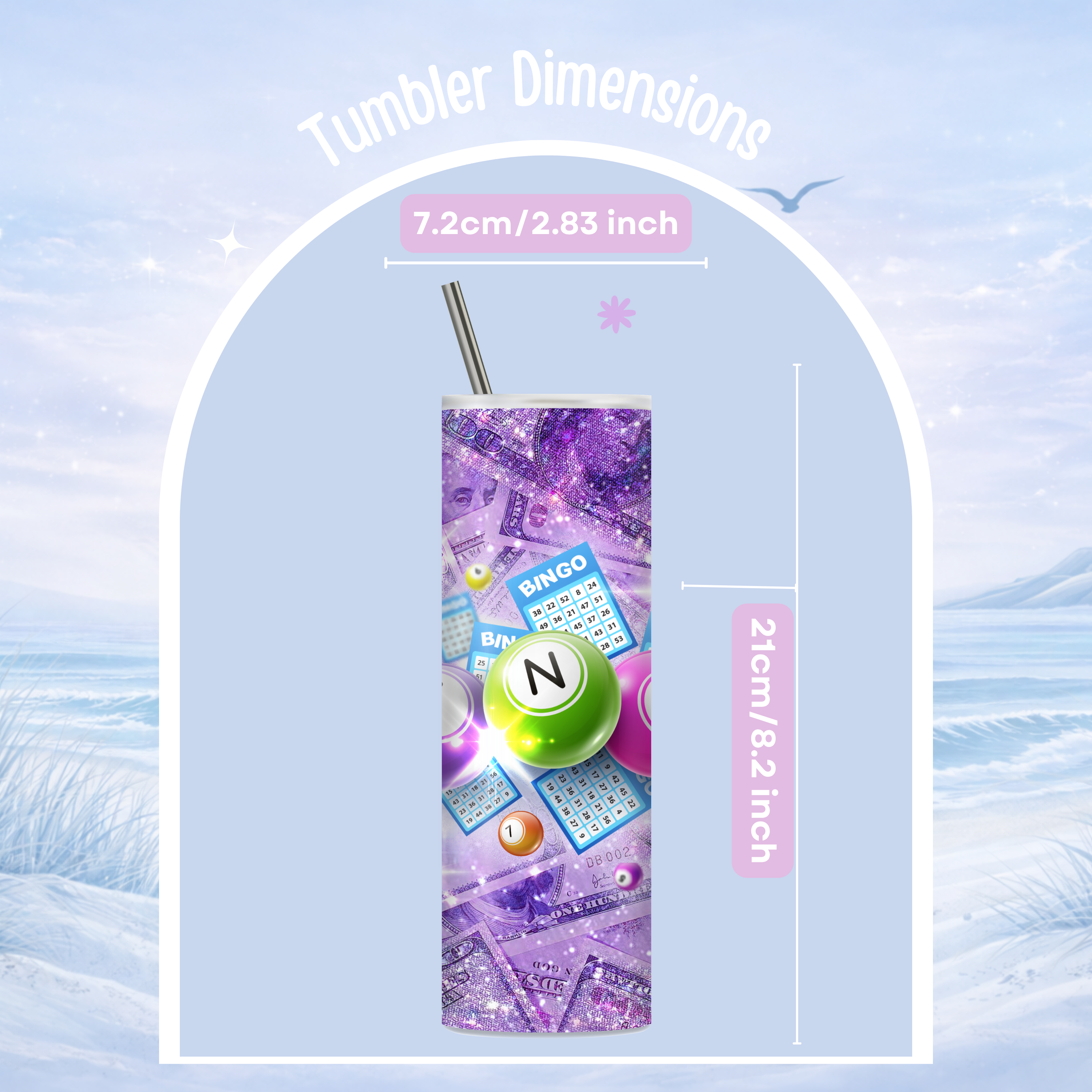 bingo balls and cards skinny tumbler