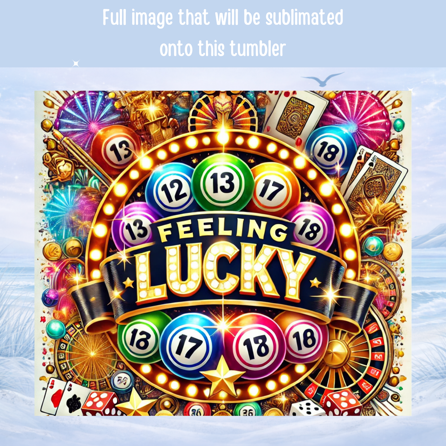 bingo balls casino themed tumbler
