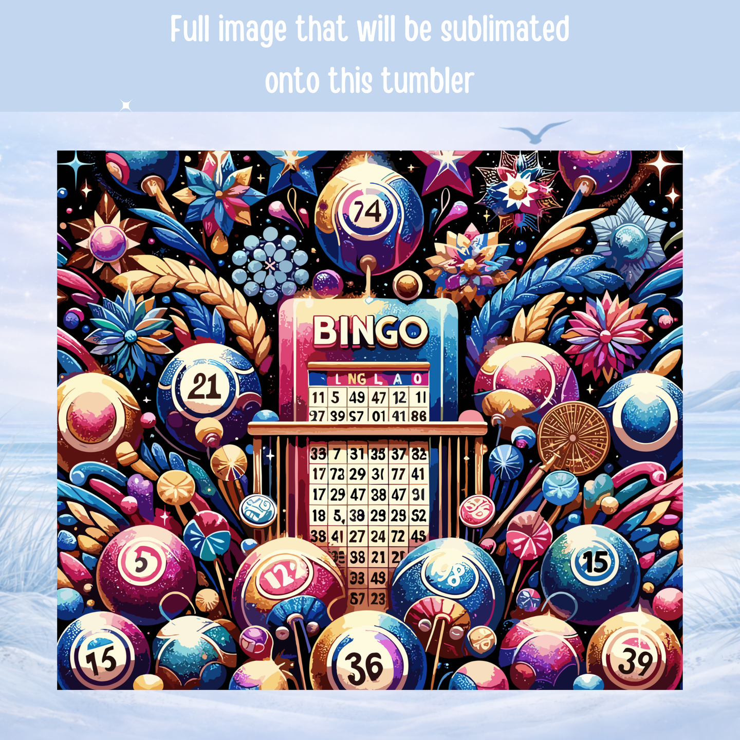 bingo balls floral pattern tumbler