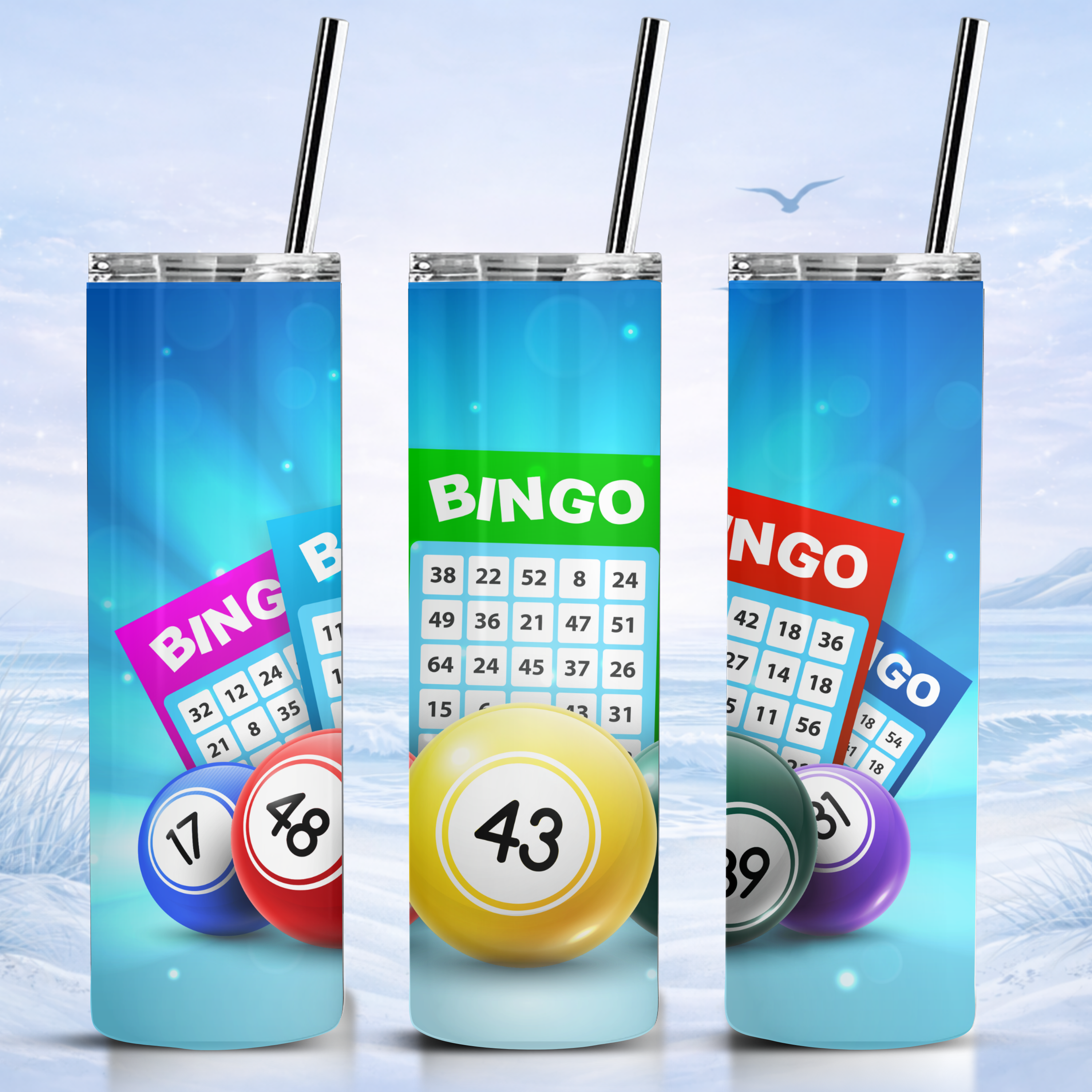 colorful bingo balls tumbler game night design