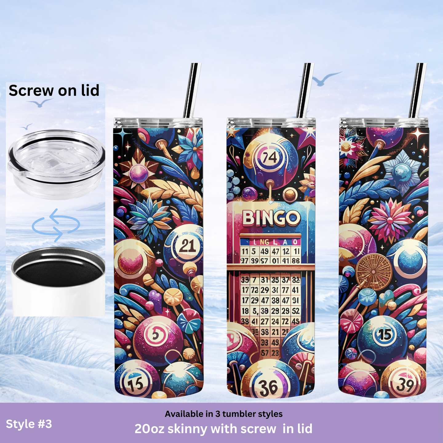 bingo card colorful cup design