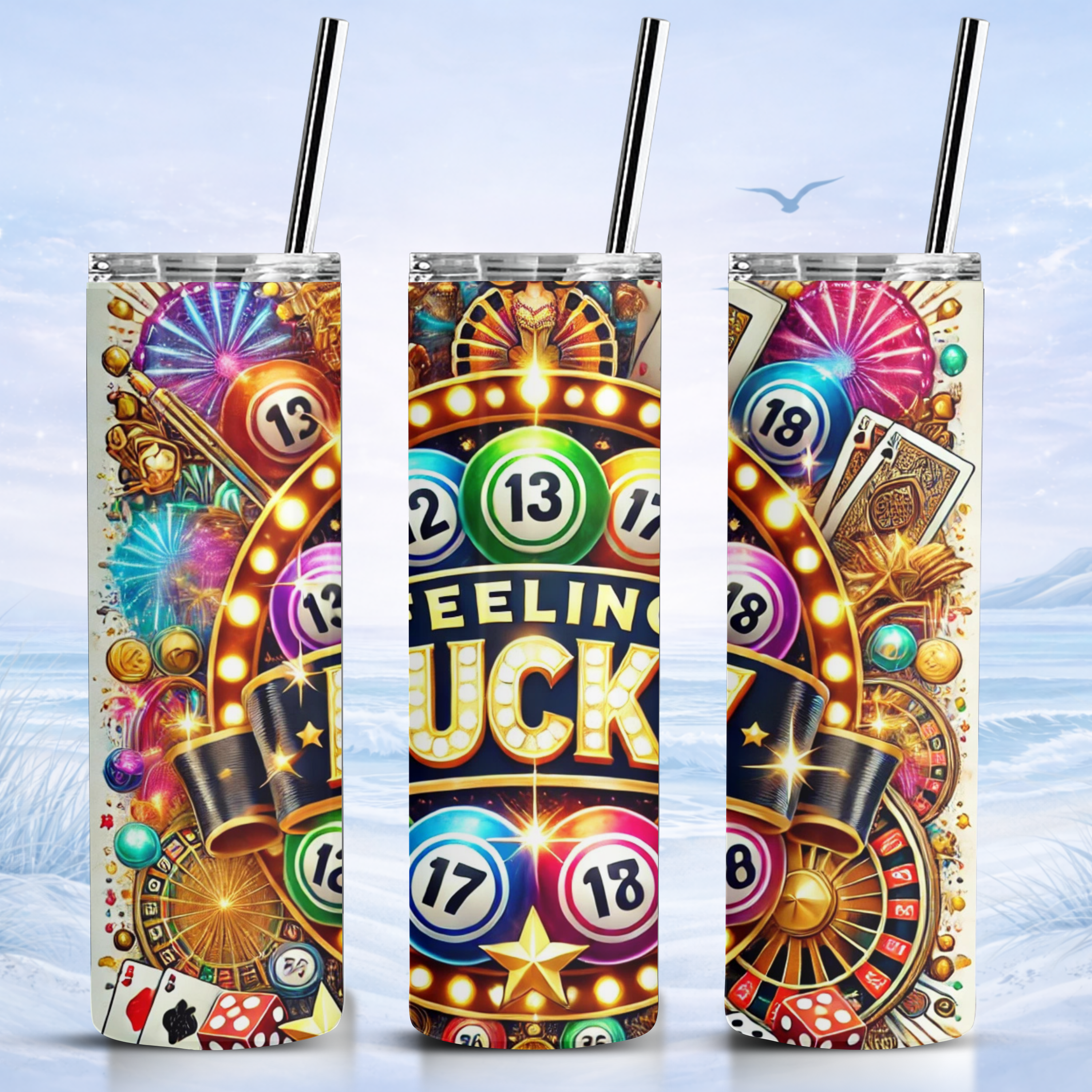 bingo casino tumbler lucky design