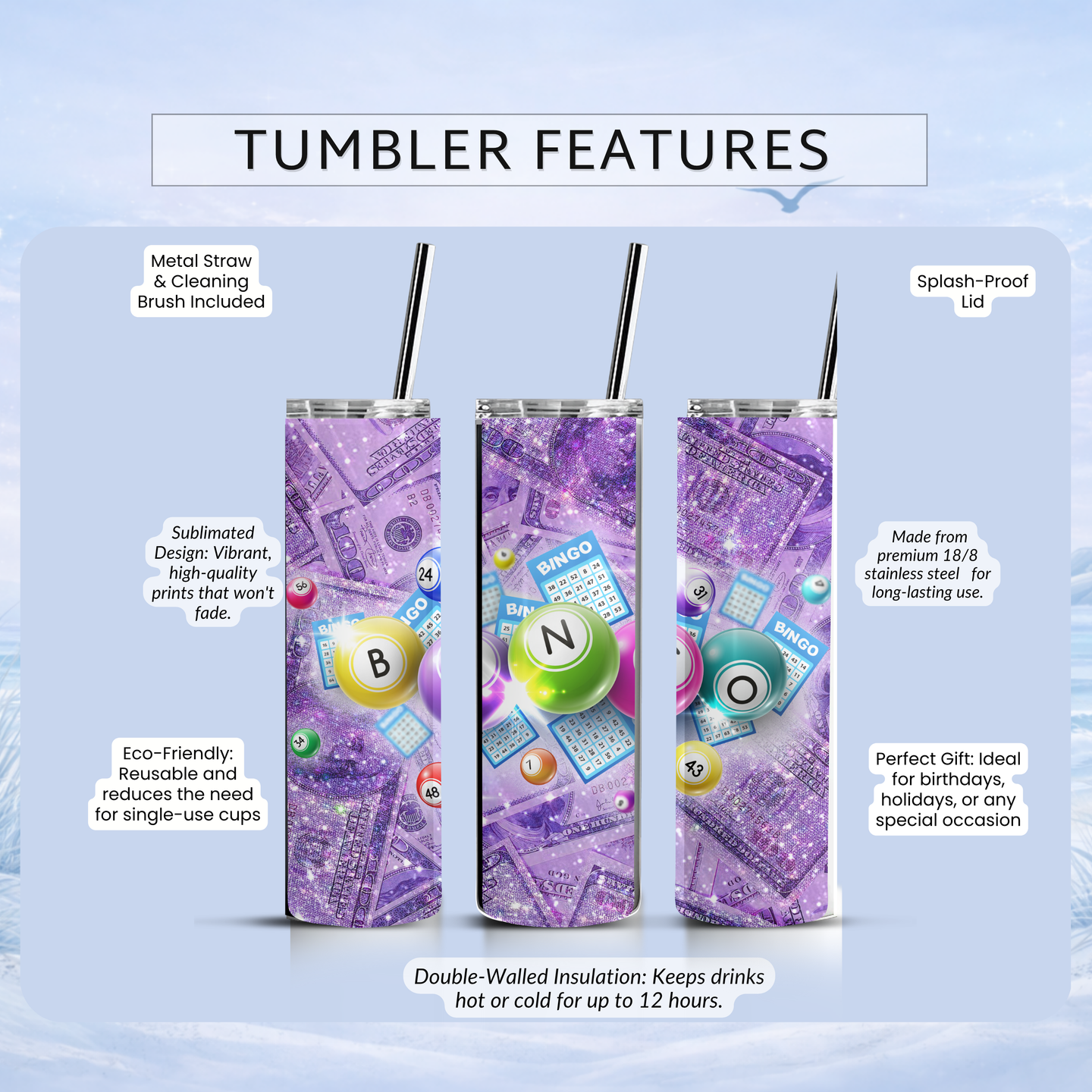 bingo lover gift insulated tumbler cup