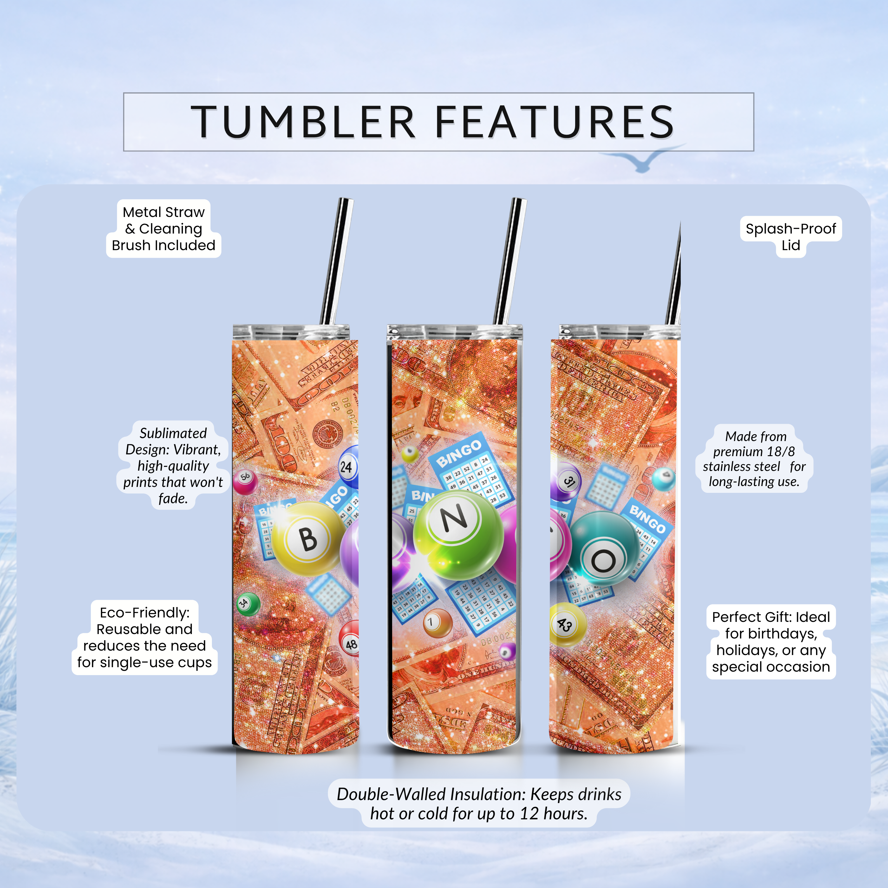 bingo lover gift insulated tumbler cup
