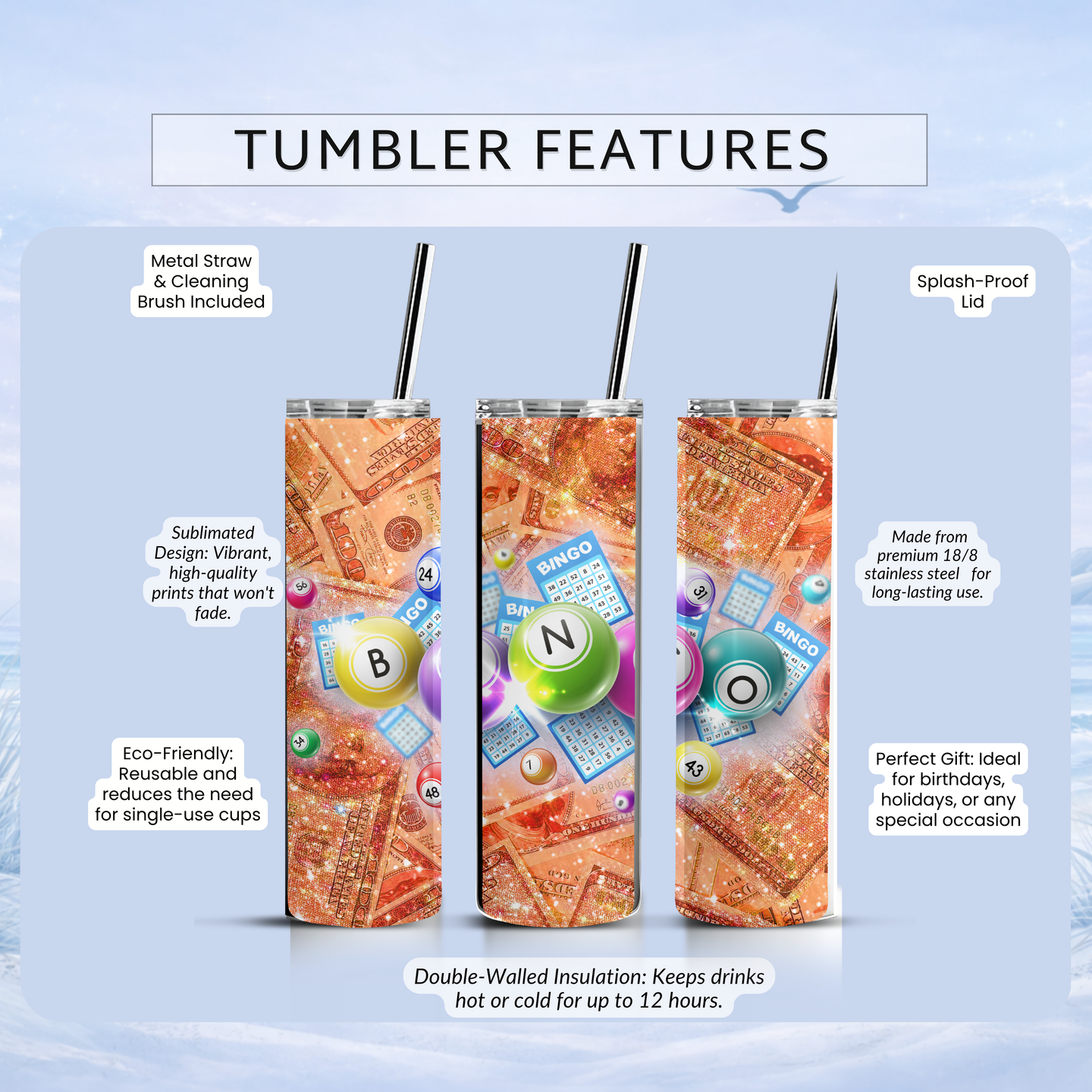bingo lover gift insulated tumbler cup