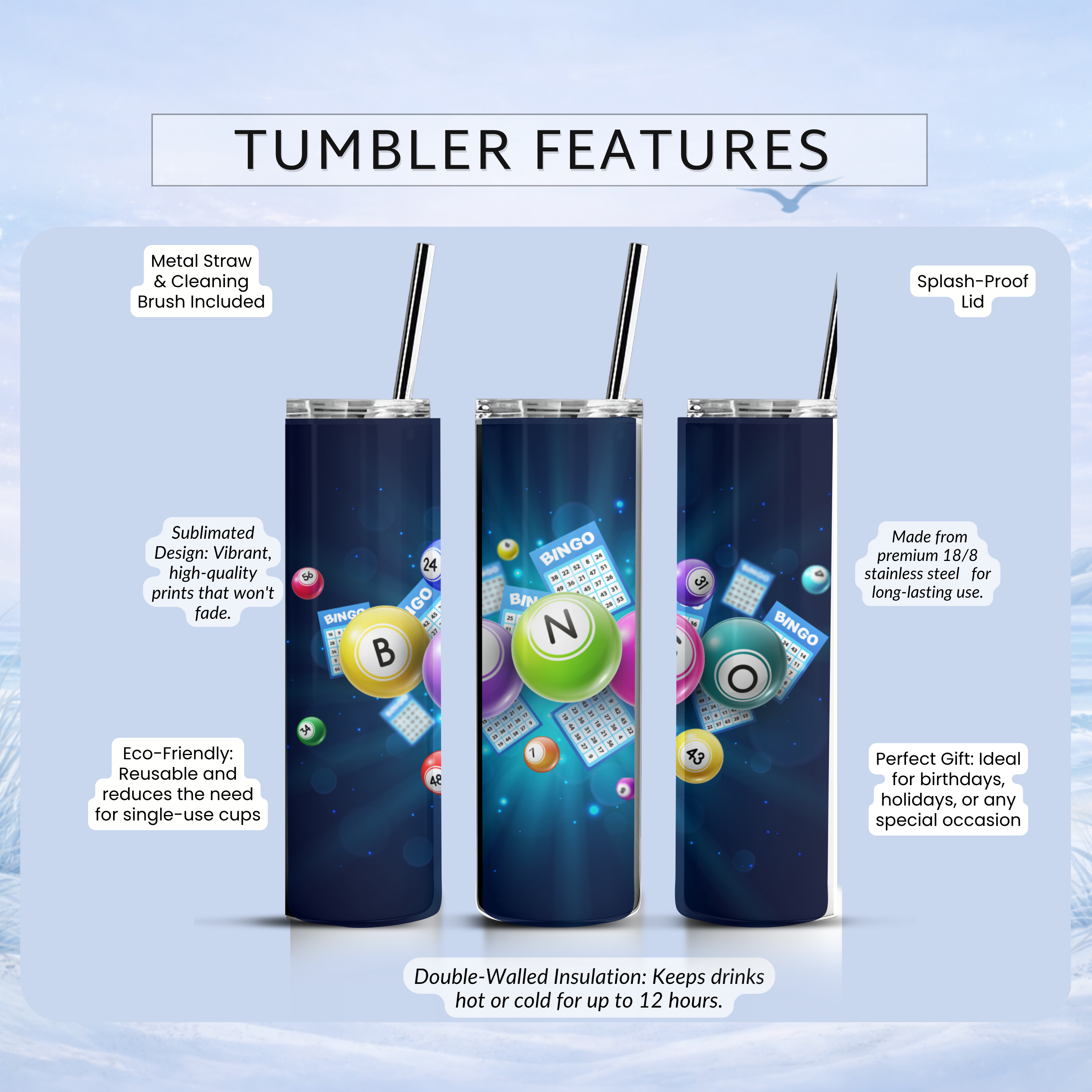 bingo lover gift stainless steel tumbler