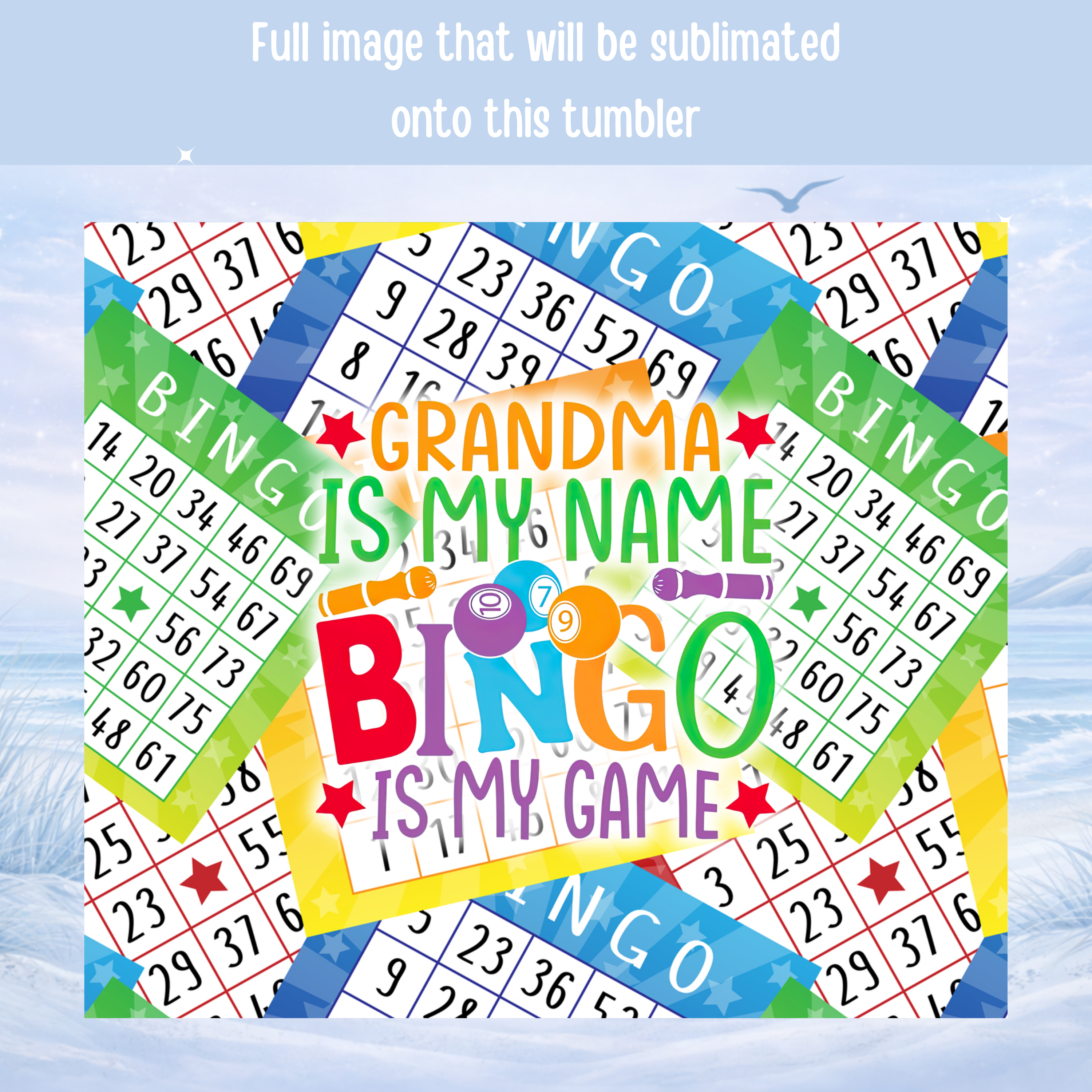 bingo lover tumbler colorful bingo cards