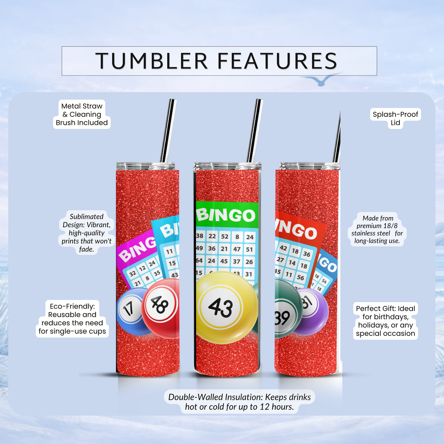 bingo lover tumbler colorful bingo balls