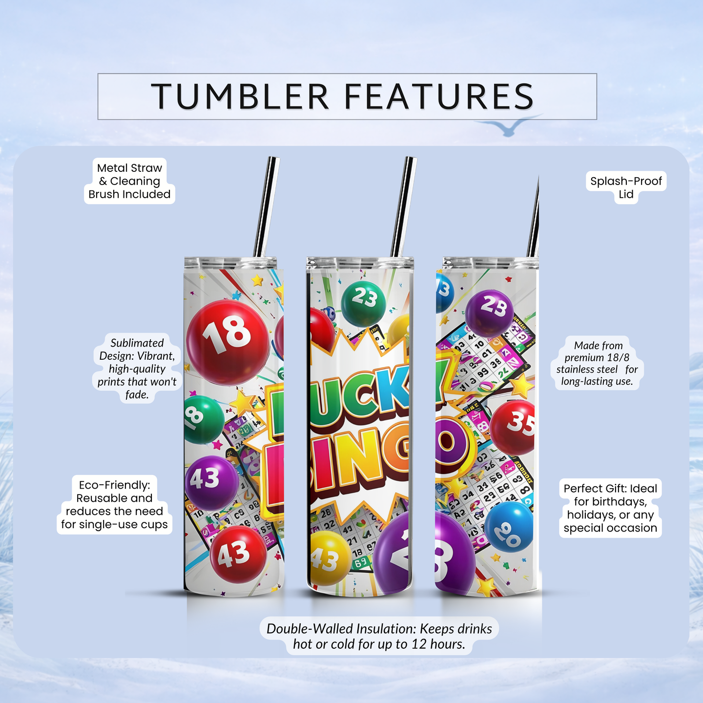 bingo night stainless steel tumbler