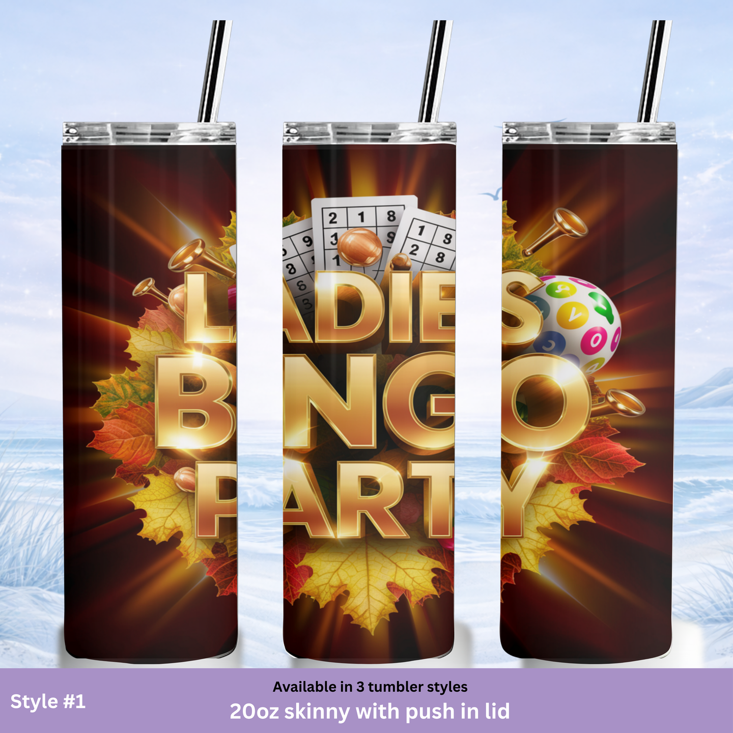 bingo party drinkware colorful design