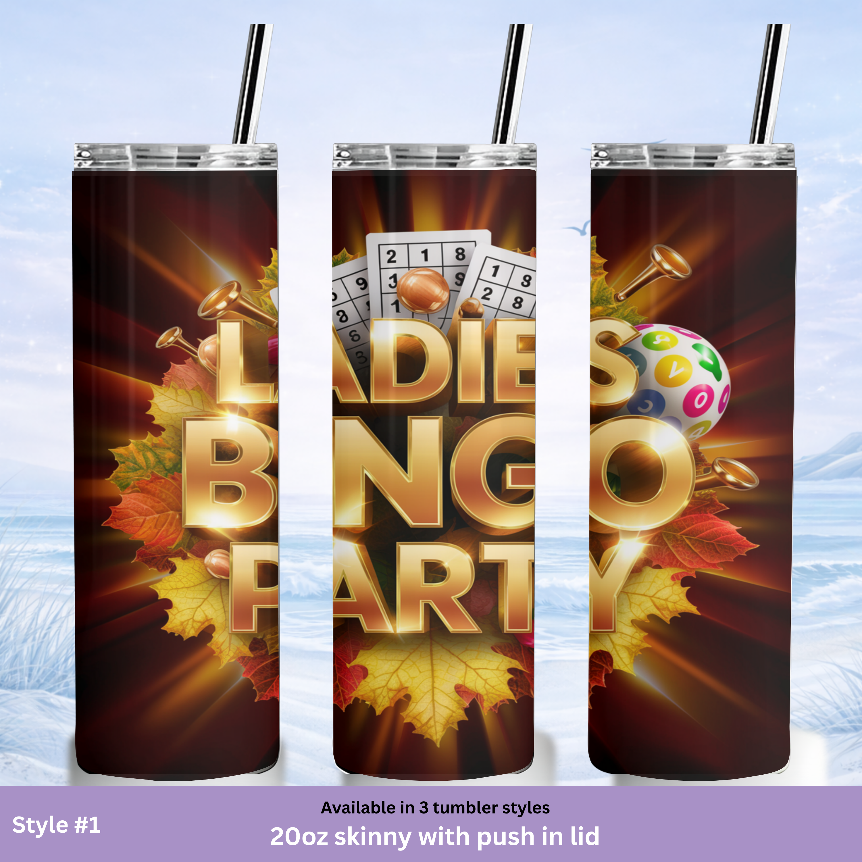 bingo party drinkware colorful design