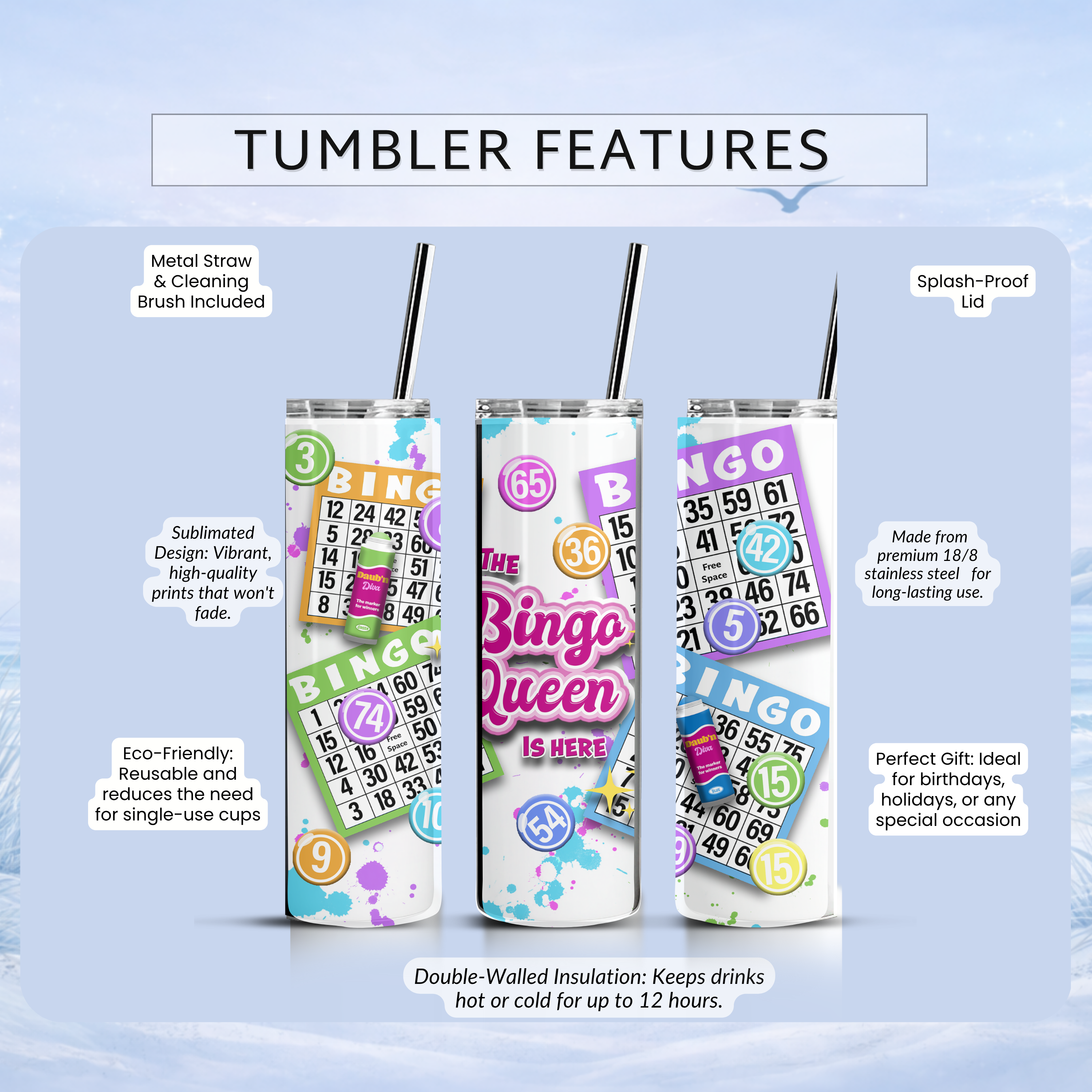 bingo queen is here tumbler gift