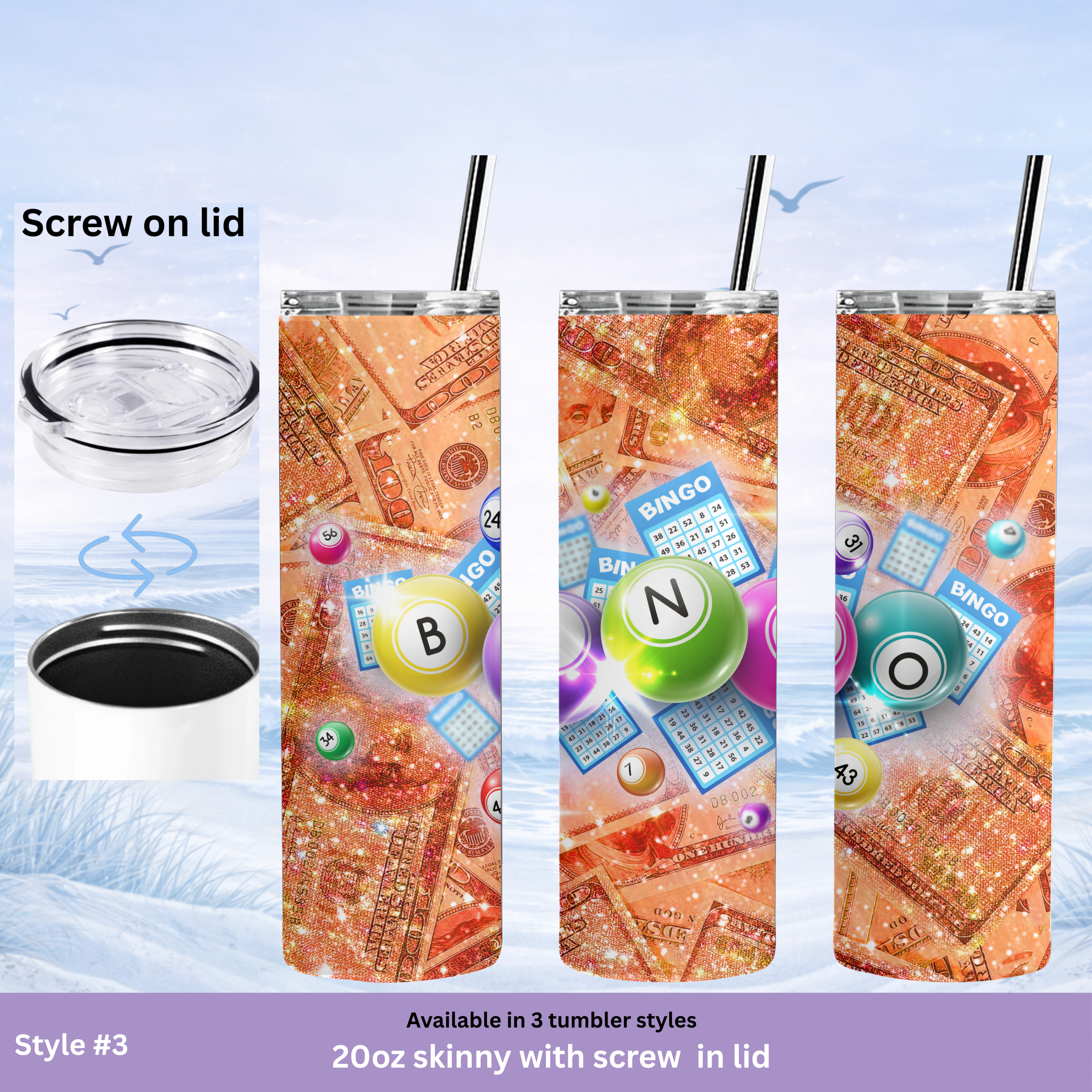 bingo themed travel tumbler cup