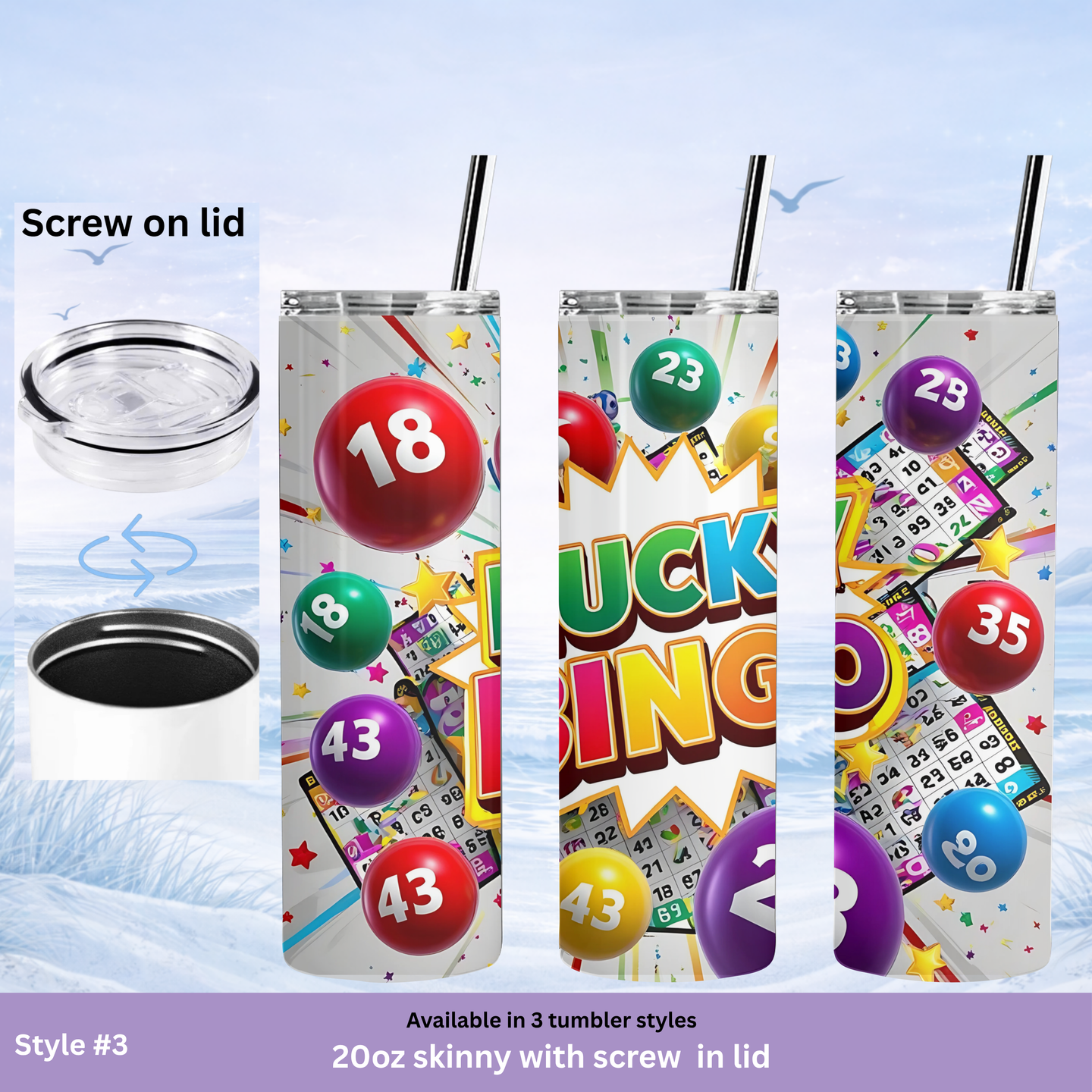 bingo themed travel tumbler gift