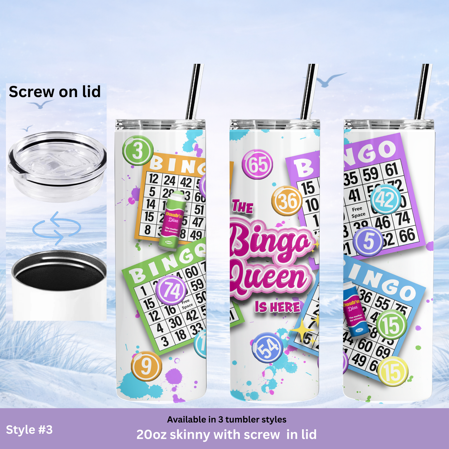 bingo themed travel tumbler gift