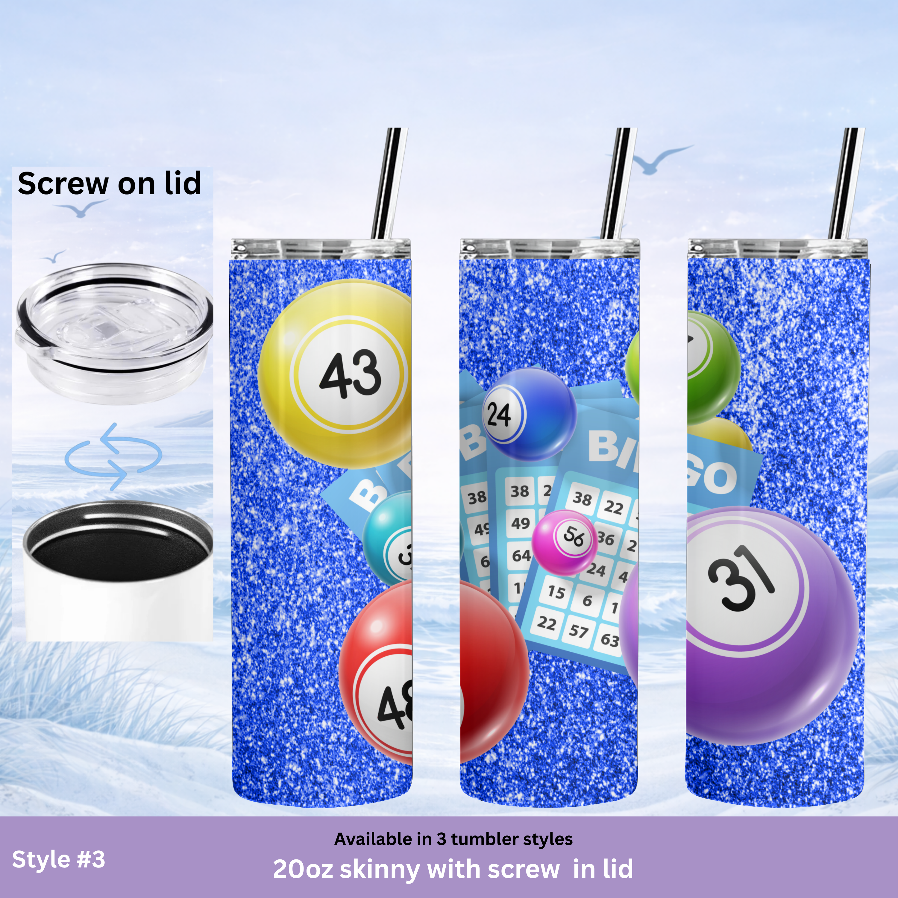 bingo themed travel tumbler 20 oz
