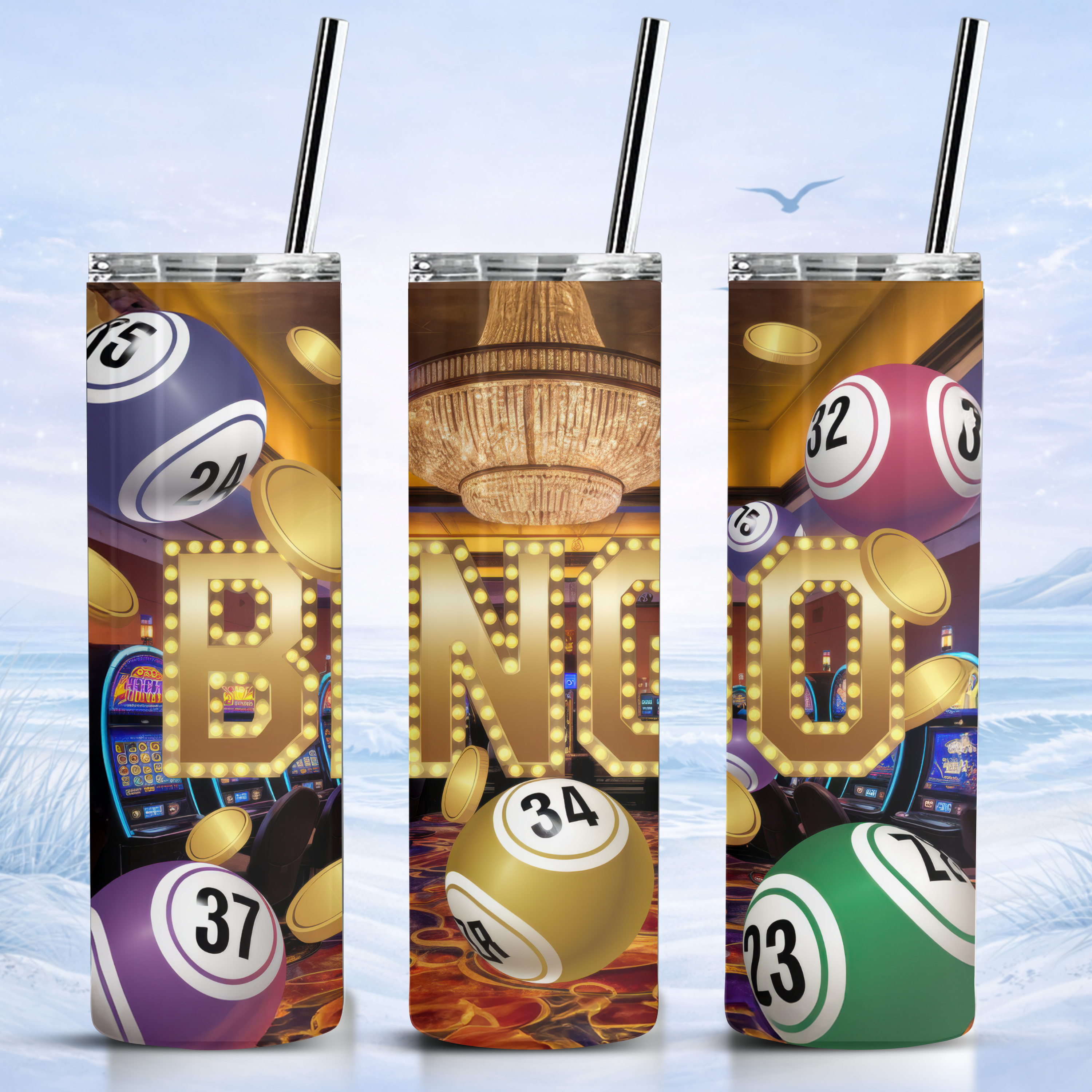 casino bingo tumbler vegas style design