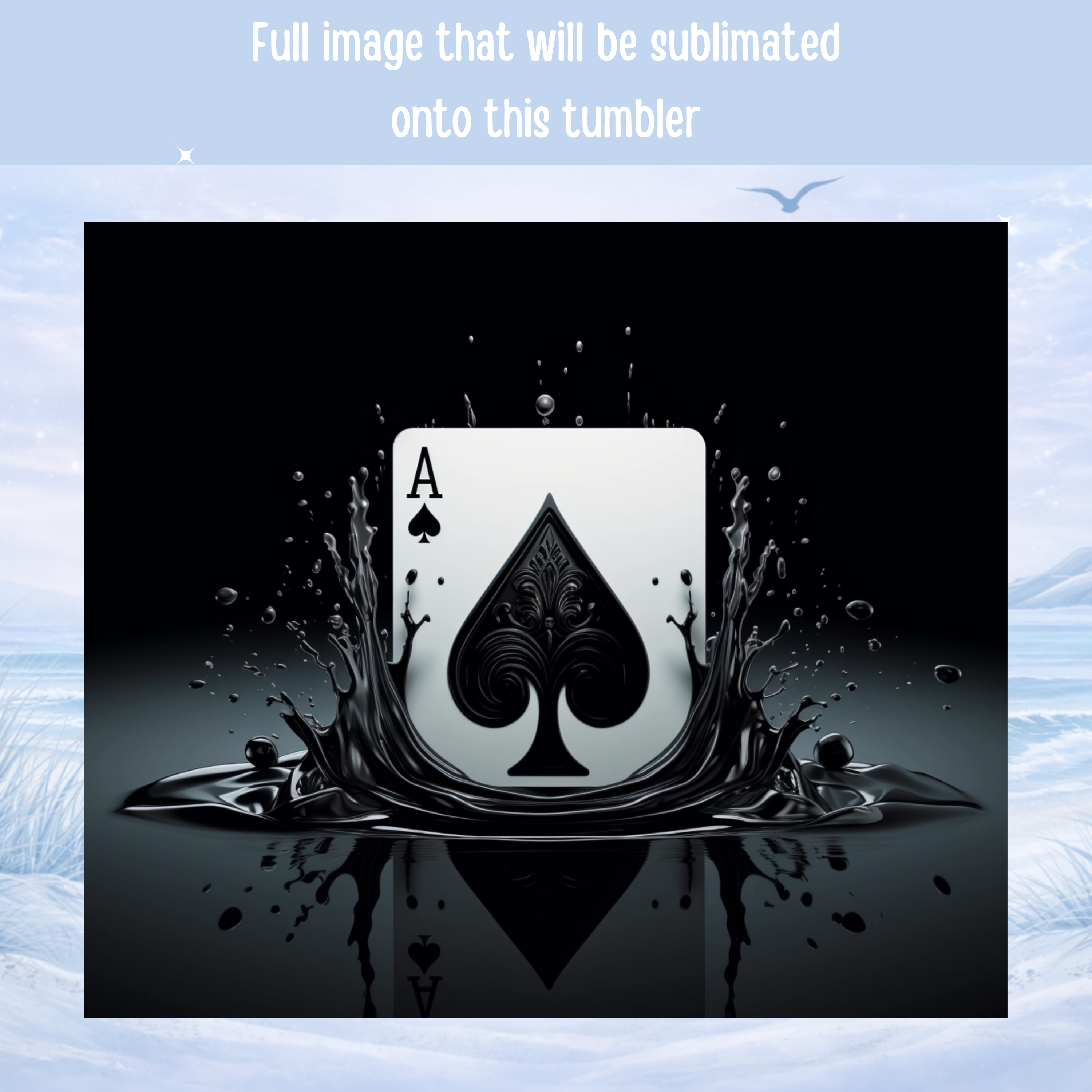 black poker tumbler with spade design
