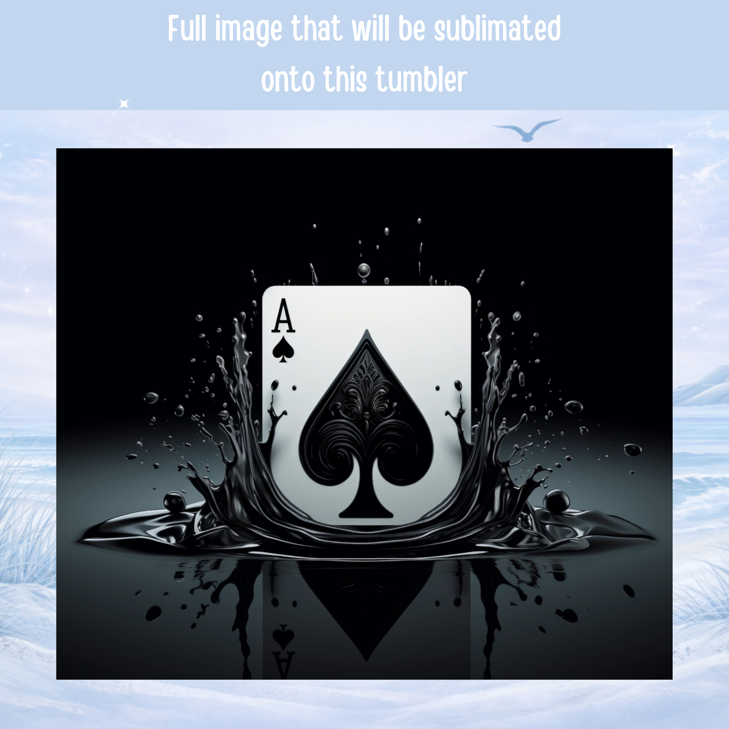 black poker tumbler with spade design