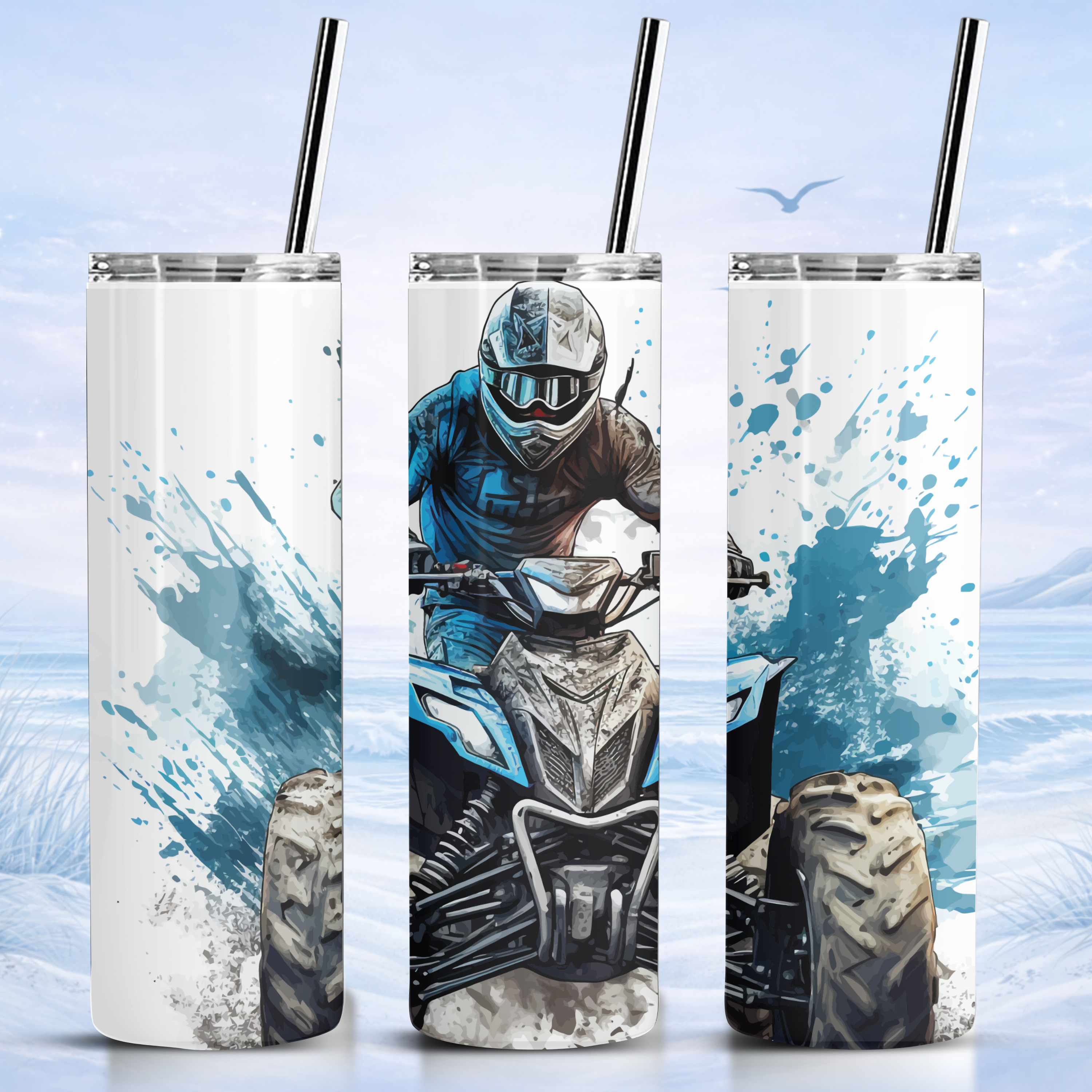blue ATV tumbler off road quad splash design