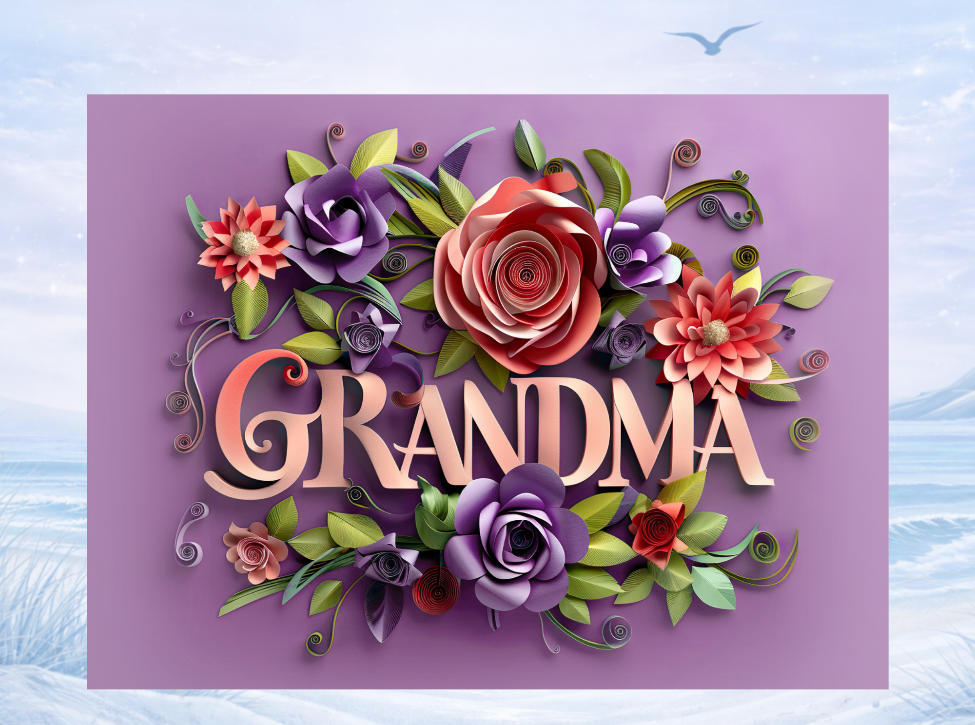 bold grandma gift plaque flowers