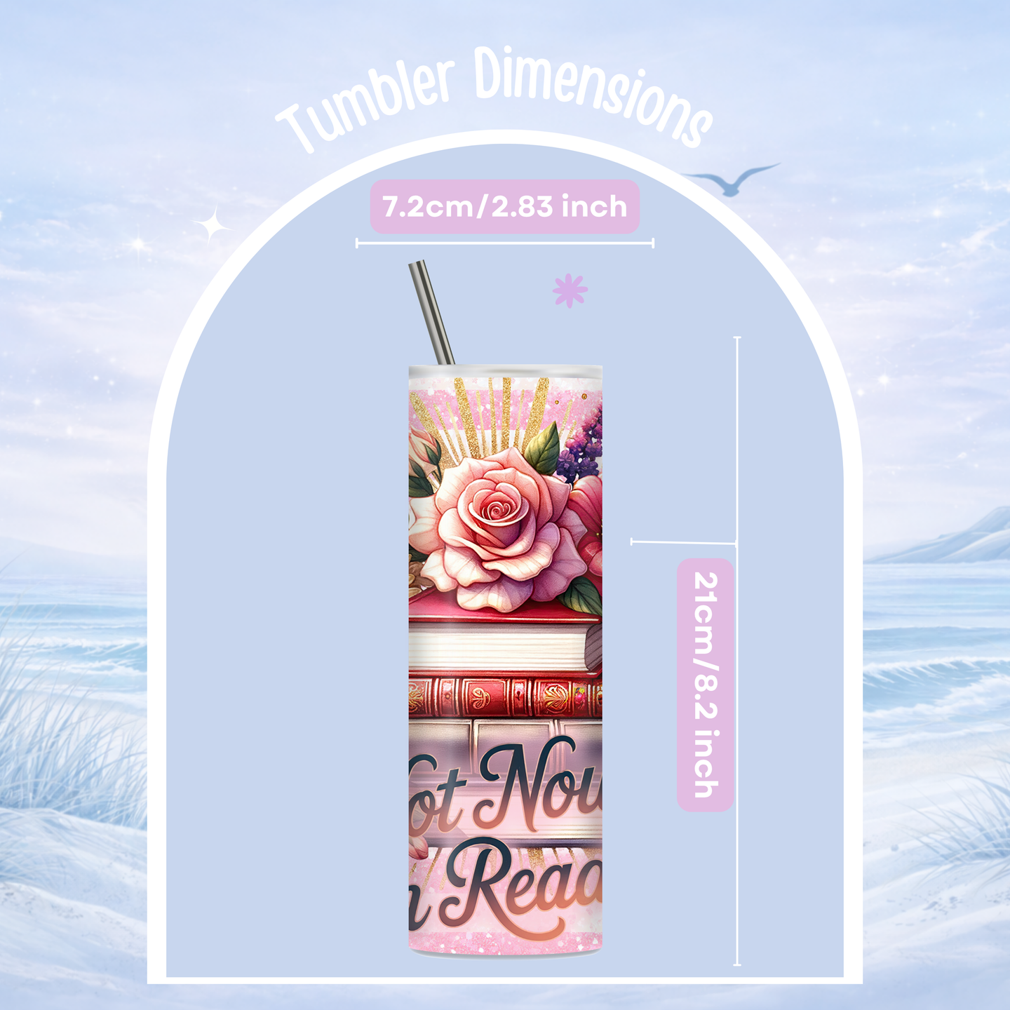 book lover gift tumbler feminine floral design